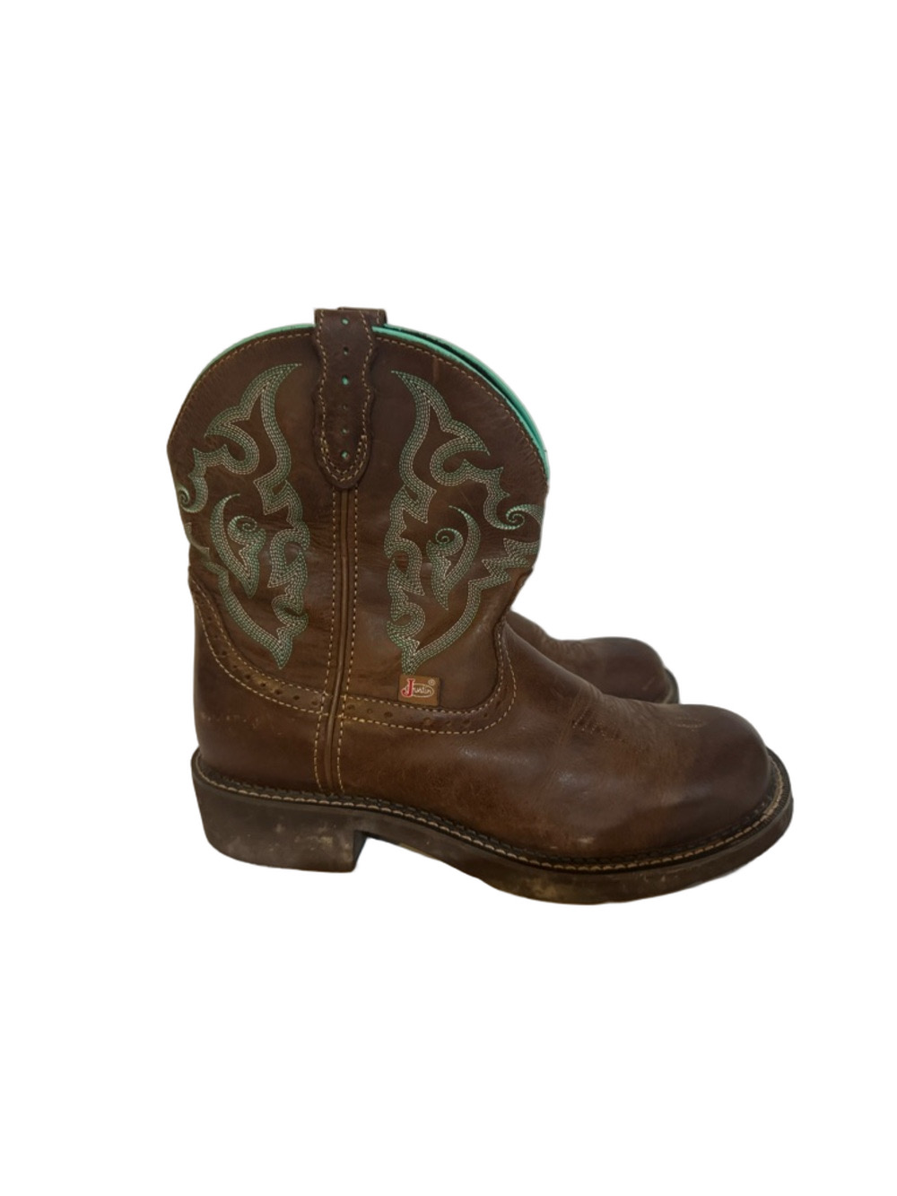 Justin Gypsy leather boots 10B ankle boots brown teal L9606